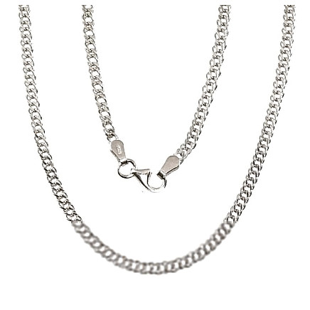 For man,  - Silver chain Rombo 2, 8 mm, diamond cut, Silver 925 fineness, Rhodium (Plating)