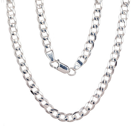 Chains,  - Silver chain Curb 4.1 mm, diamond cut, Silver 925 fineness