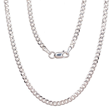 Chains,  - Silver chain Curb 2.5 mm, diamond cut, Silver 925 fineness
