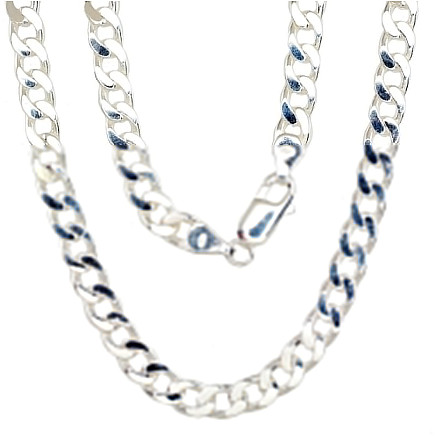 Chains,  - Silver chain Curb 5,9 mm , diamond cut, 55, 28.6 g, Silver 925 fineness