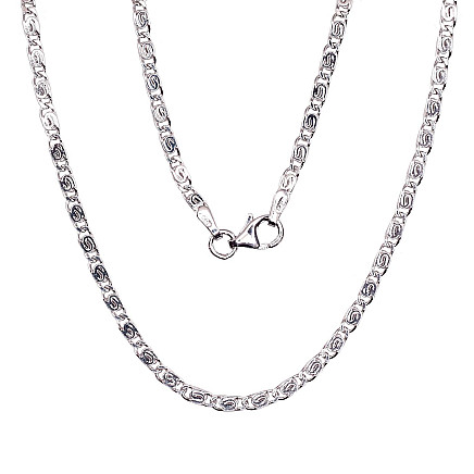 Chains,  - Silver chain Snail 2,1 mm , diamond cut, 50, 6 g, Silver 925 fineness, Rhodium (Plating)
