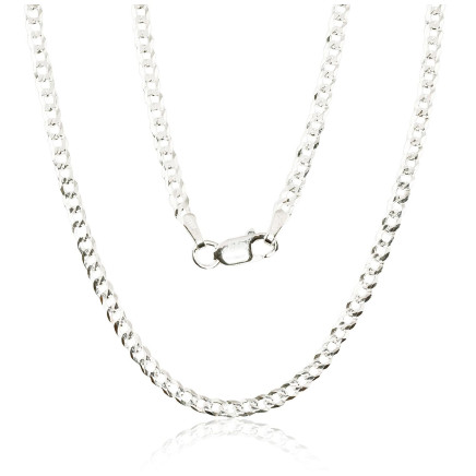 For man,  - Silver chain Flat Curb 3.8 mm, diamond cut, Silver 925 fineness