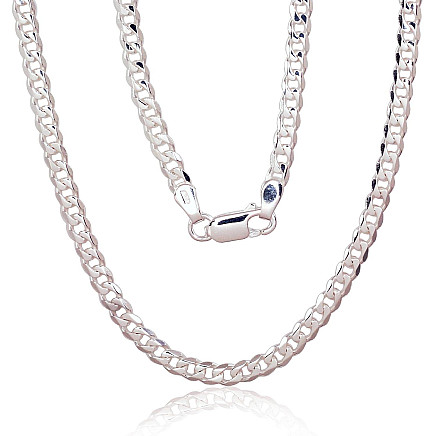 For man,  - Silver chain Curb 4 mm , diamond cut, 55, 12.3 g, Silver 925 fineness
