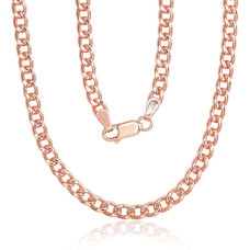 Серебряная цепочка Картье 4 мм, 50, 22.3 g, Серебро 925 проба, красное золото (покрытие)