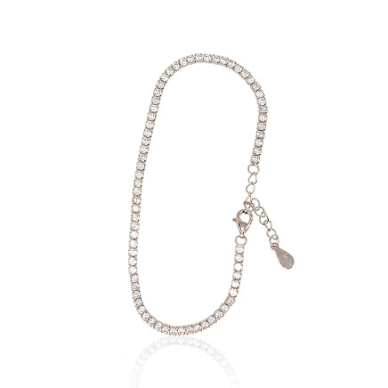 Bracelets,  - Silver bracelet, Silver 925 fineness, Rhodium (Plating), Zirkons, Variable length