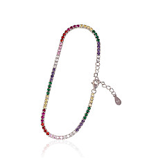 Silver bracelet, Silver 925 fineness, Rhodium (Plating), Zirkons, Variable length