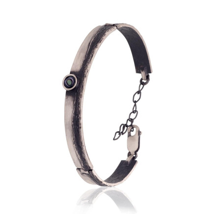 Bracelets,  - Silver bracelet, Silver 925 fineness, oxide (Plating), Mother-of-pearl, Variable length