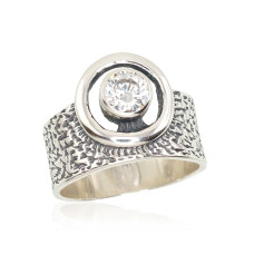 Silver ring, 17, 6.8 g, Silver 925 fineness, oxide (Plating), Zirkons