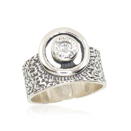 Women,  - Silver ring, 17, 6.8 g, Silver 925 fineness, oxide (Plating), Zirkons