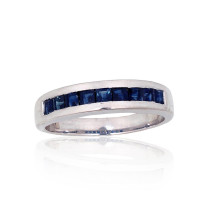 Серебряное кольцо, 17.5, 3.3 g, Серебро 925 проба, родий (покрытие), Сапфир