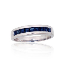 Серебряное кольцо, 17.5, 3.3 g, Серебро 925 проба, родий (покрытие), Сапфир