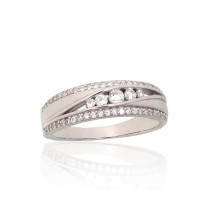 Silver ring, Silver 925 fineness, Rhodium (Plating), Zirkons