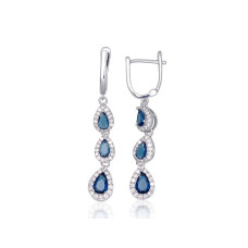 Silver earrings with 'english' lock, Silver 925 fineness, Rhodium (Plating), Zirkons