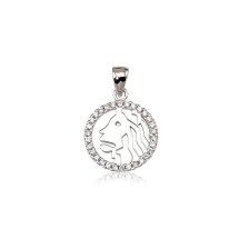 Silver pendant, 2.6 g, Silver 925 fineness, Rhodium (Plating), Zirkons, Leo