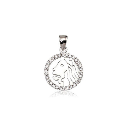 Zodiac signes, Leo - Silver pendant, Silver 925 fineness, Rhodium (Plating), Zirkons, Leo