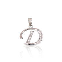 Серебряный кулон, 1.7 g, Серебро 925 проба, родий (покрытие), Цирконы