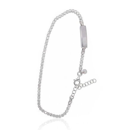 Bracelets,  - Silver bracelet, Silver 925 fineness, Rhodium (Plating), Zirkons, Variable length