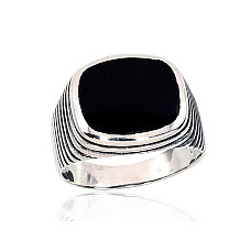 Silver ring, 19, 10.5 g, Silver 925 fineness, oxide (Plating), Onix