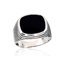 Серебряное кольцо, Серебро 925 проба, оксид (покрытие), Оникс