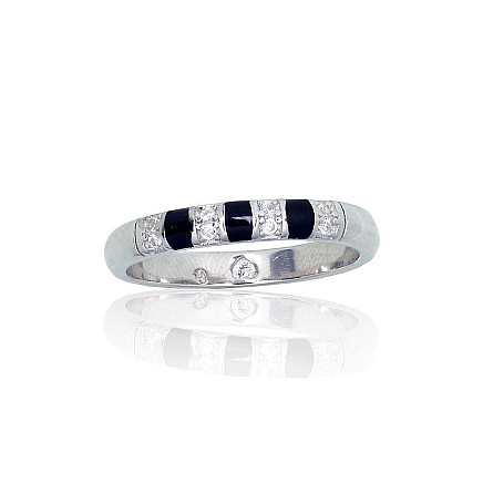 Women,  - Silver ring, 17, 2.5 g, Silver 925 fineness, Rhodium (Plating), Zirkons , Jewelery enamel