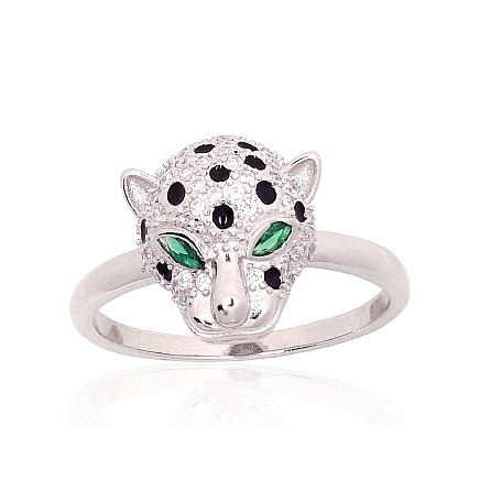 Women,  - Silver ring, 19, 3 g, Silver 925 fineness, Rhodium (Plating), Zirkons , Jewelery enamel