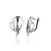Silver earrings with 'english' lock, Silver 925 fineness, oxide (Plating)