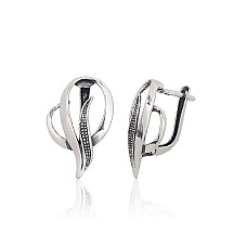 Silver earrings with 'english' lock, 4.1 g, Silver 925 fineness, oxide (Plating)