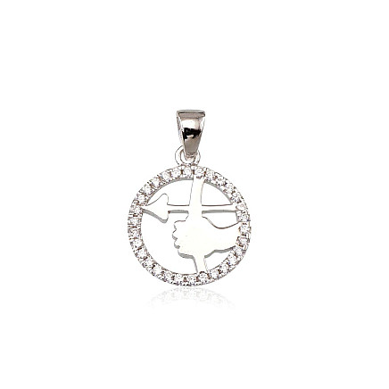 Zodiac signes,  - Silver pendant, 2.4 g, Silver 925 fineness, Rhodium (Plating), Zirkons, Sagittarius