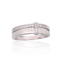 Silver ring, Silver 925 fineness, Rhodium (Plating), Zirkons