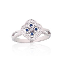 Silver ring, Silver 925 fineness, Rhodium (Plating), Zirkons