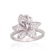 Silver ring, Silver 925 fineness, Rhodium (Plating), Zirkons