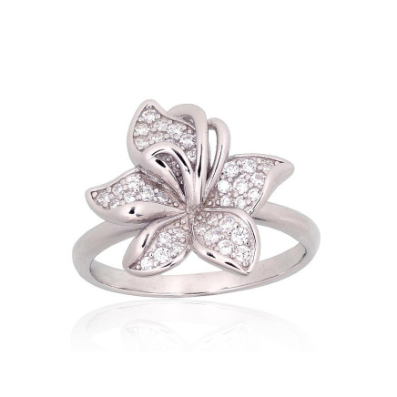 Women,  - Silver ring, Silver 925 fineness, Rhodium (Plating), Zirkons