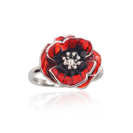 Women,  - Silver ring, Silver 925 fineness, Rhodium (Plating), Jewelery enamel