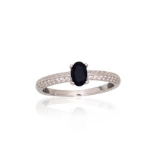 Silver ring, Silver 925 fineness, Rhodium (Plating), Zirkons
