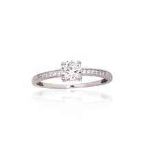 Silver ring, Silver 925 fineness, Rhodium (Plating), Zirkons