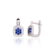 Silver earrings with 'english' lock, Silver 925 fineness, Rhodium (Plating), Zirkons