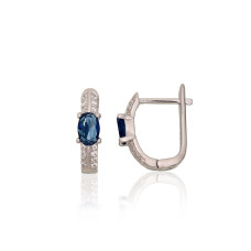 Silver earrings with 'english' lock, Silver 925 fineness, Rhodium (Plating), Zirkons