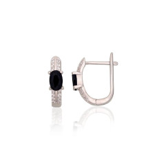 Silver earrings with 'english' lock, Silver 925 fineness, Rhodium (Plating), Zirkons