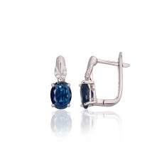 Silver earrings with 'english' lock, Silver 925 fineness, Rhodium (Plating), Zirkons