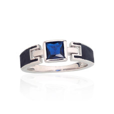 Silver ring, Silver 925 fineness, Rhodium (Plating), Zirkons, Jewelery enamel