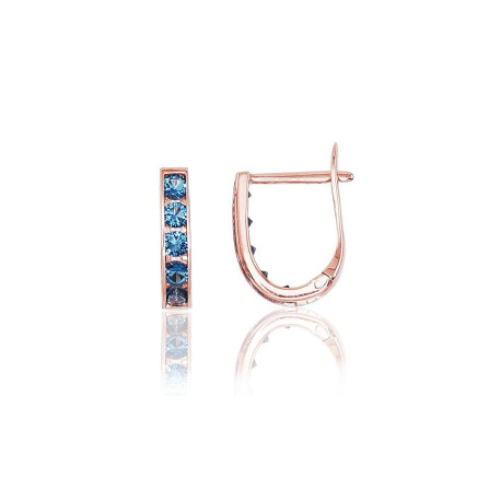 Ar angļu slēdzēju,  - Zelta auskari ar angļu slēdzēju, Sarkanais Zelts 585 prove, Cirkoni