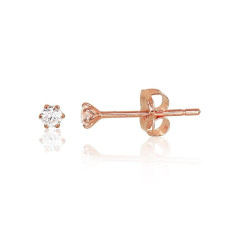 Gold classic studs earrings, Red Gold 585 fineness, Zirkons