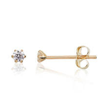 Gold classic studs earrings, Yellow Gold 585 fineness, Zirkons