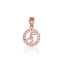 Gold pendant, Red Gold 585 fineness, Zirkons, Letter: E