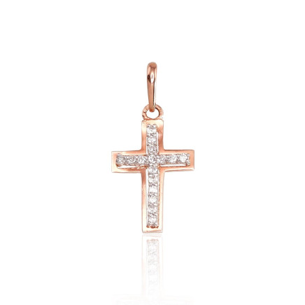 Crosses and Icons,  - Gold pendant, White/Red Gold 585 fineness, Zirkons