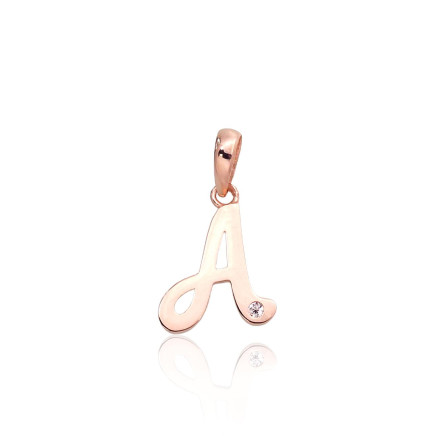 Letters,  - Gold pendant, Red Gold 585 fineness, Zirkons, Letter: A