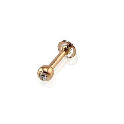 for lips,  - Gold piercing for lips, Red Gold 585 fineness, Zirkons