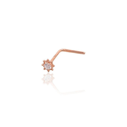 for nose,  - Gold piercing for nose, Red Gold 585 fineness, Zirkons