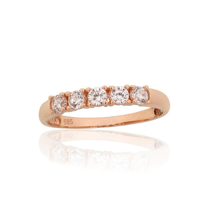 Gold ring, Red Gold 585 fineness, Zirkons