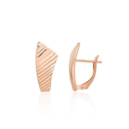 English lock,  - Gold earrings with english lock, Red Gold 585 fineness